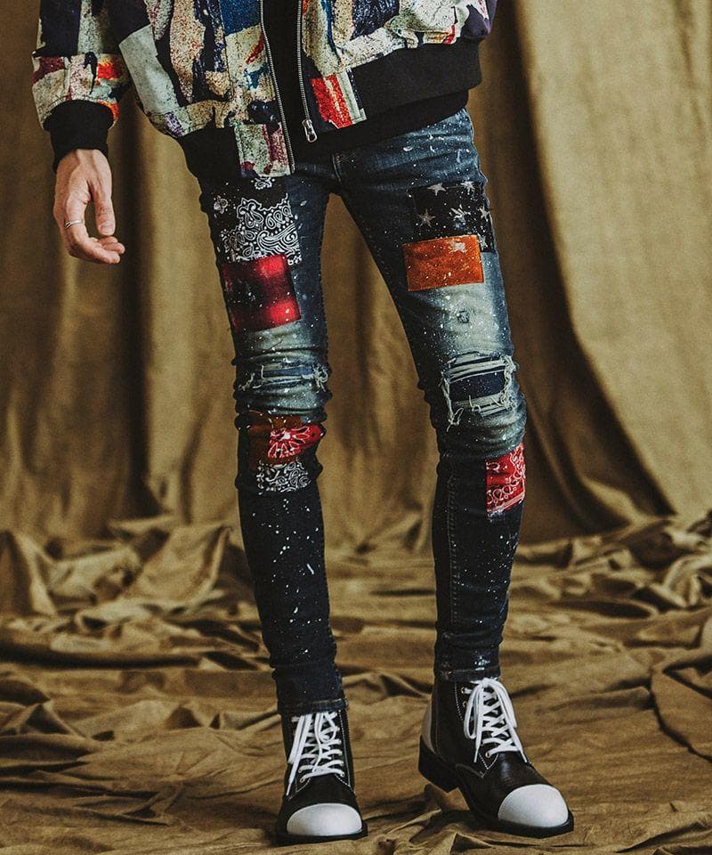 《レア》NO ID.×OVERDESIGN ストレッチ パッチワークスキニー