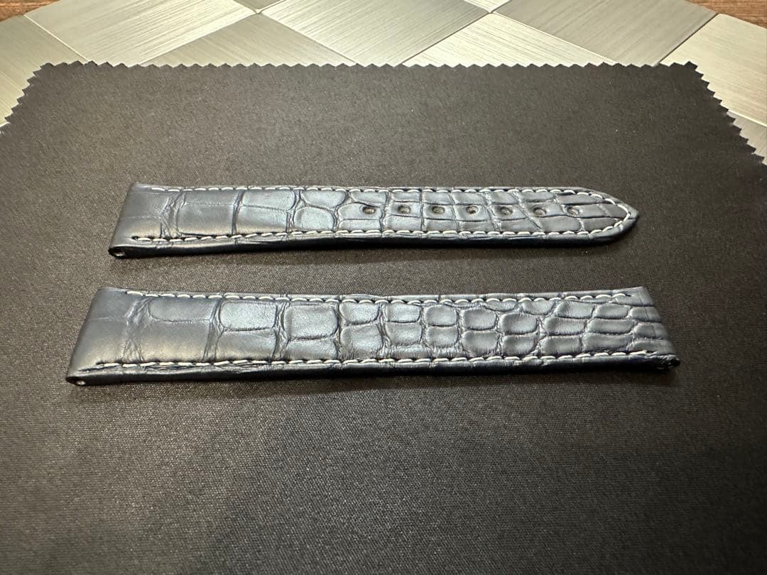 【純正品】OMEGA ネイビーアリゲーターレザーストラップ 19mm