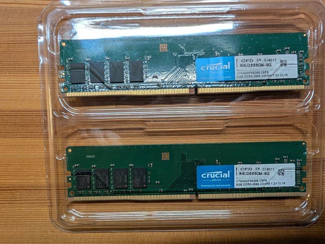 Crucial DDR4 メモリ 16GB（8GB×2）2666MHz 中古