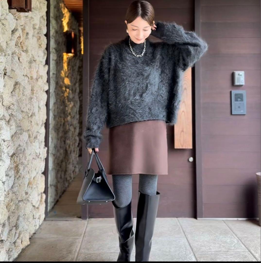 u-big Saki collaborationウールダブルフェイスミニスカート