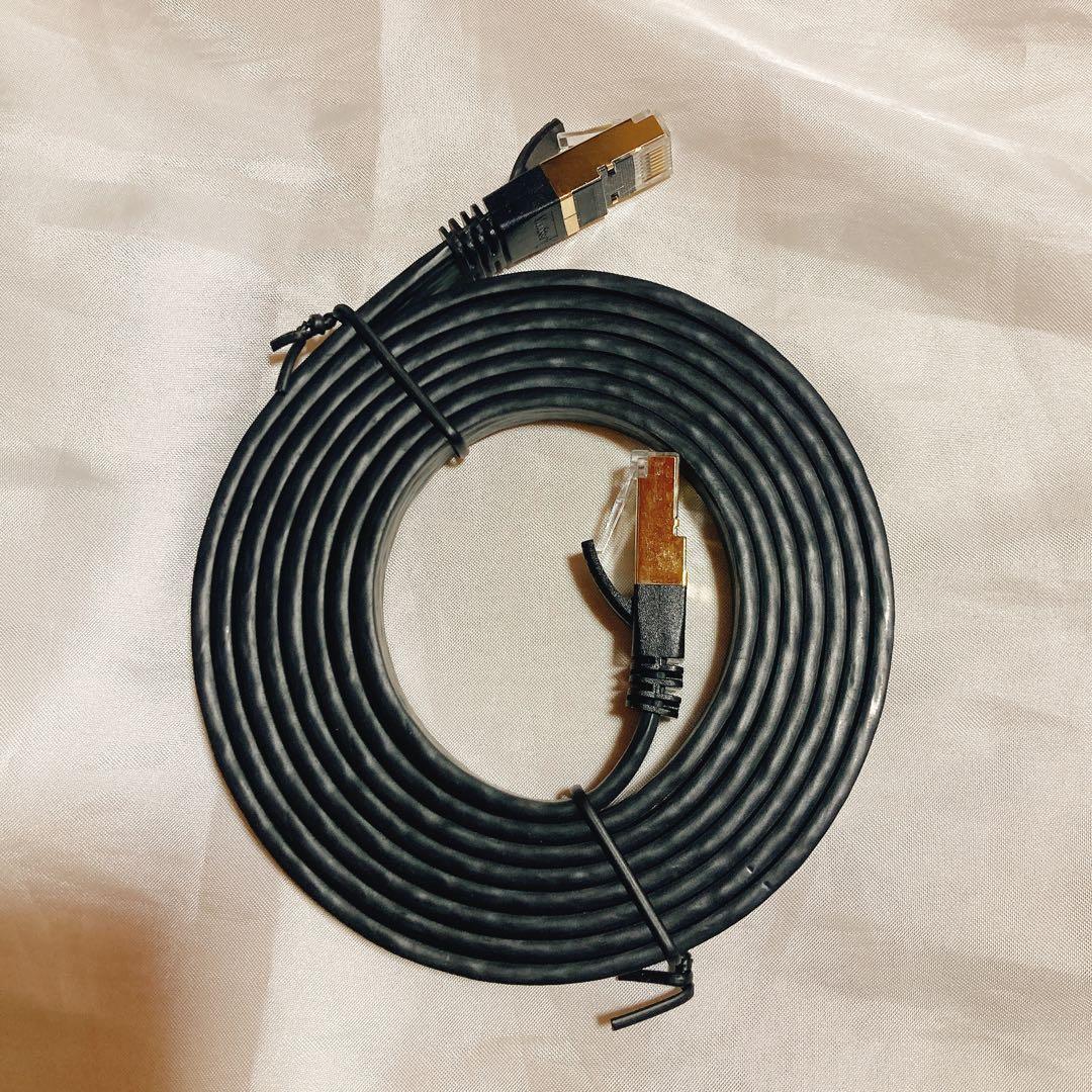 ⭐️ 2m LANケーブル CAT8 フラット 爪折れ防止 難燃性 耐候性