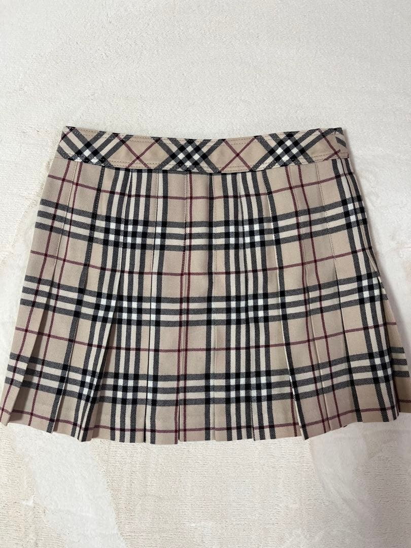 バーバリーブルーレーベル　ノバチェック　ミニスカート　ベルト　プリーツ
