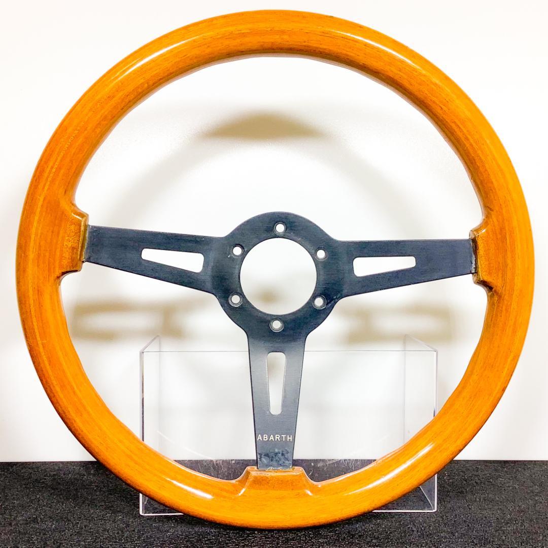 希少 ABARTH アバルト ウッドステアリング ブラックスポーク 当時物35φ