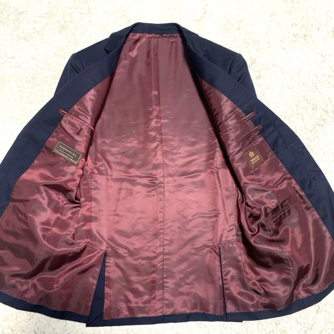 極美品 タケオキクチ カノニコ スーツ セットアップ 3ピース 赤タグ ネイビー
