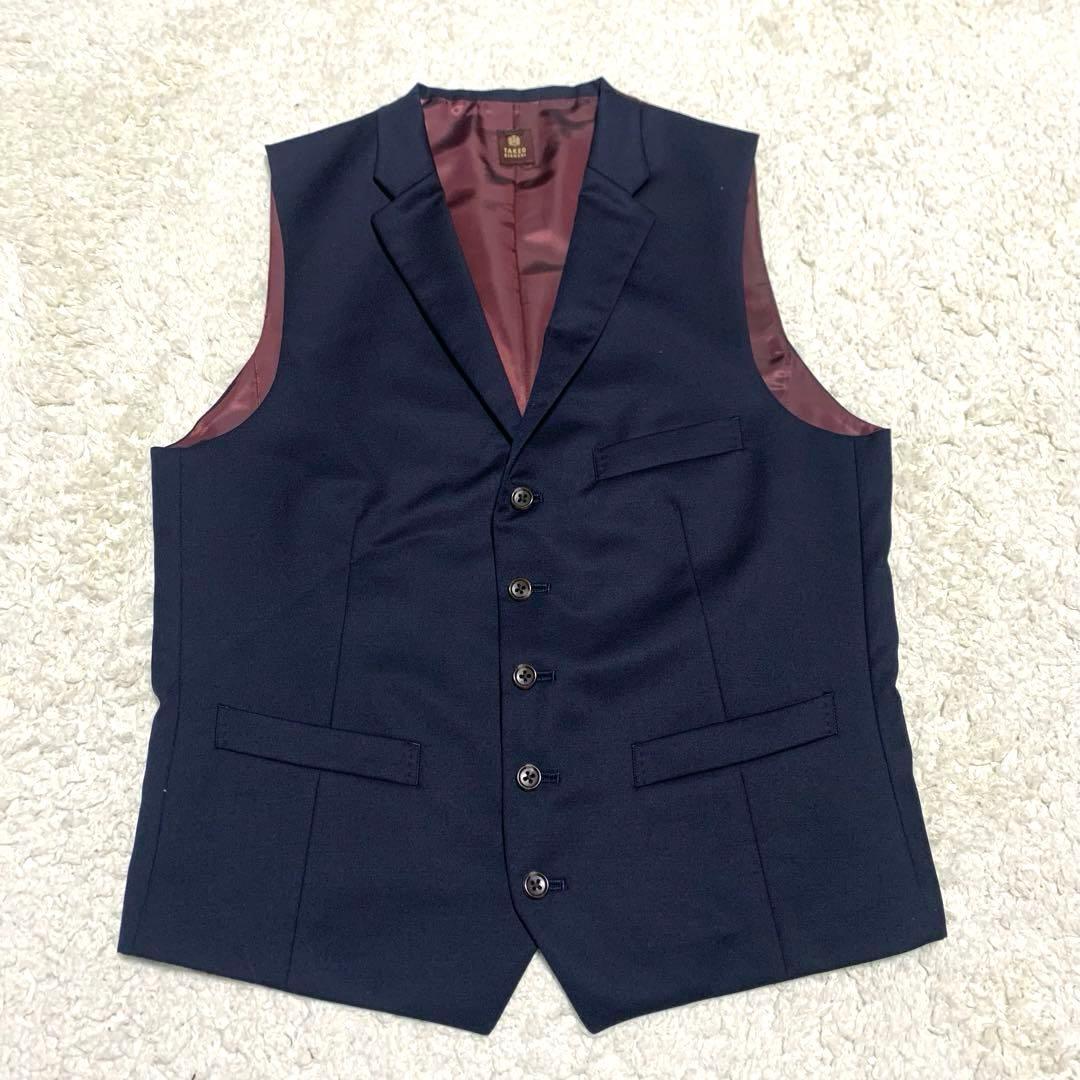極美品 タケオキクチ カノニコ スーツ セットアップ 3ピース 赤タグ ネイビー
