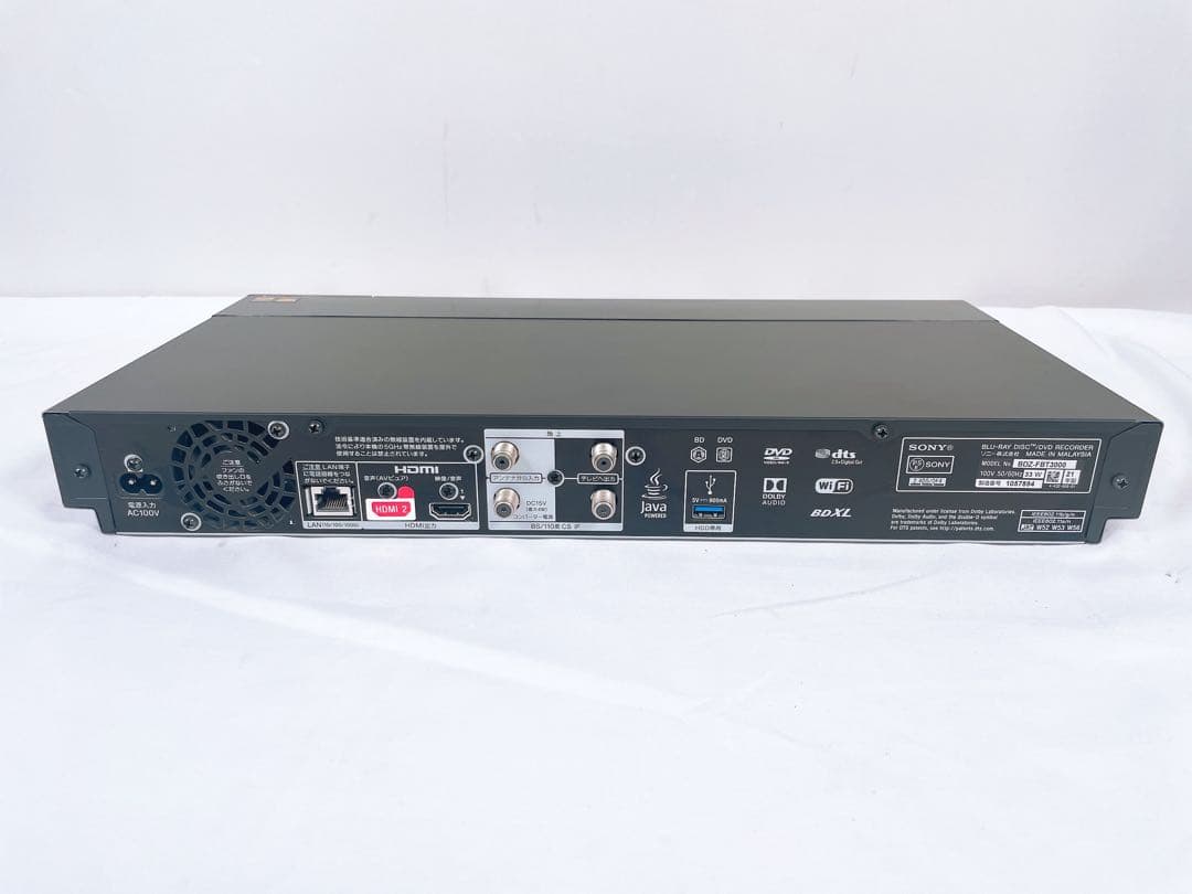 【美品】 SONY ブルーレイレコーダー 4K 3TB BDZ-FBT3000