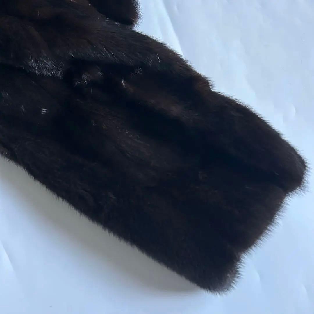 高級 SAFURON OSFUR ダークブラウン ミンクファーロングコート