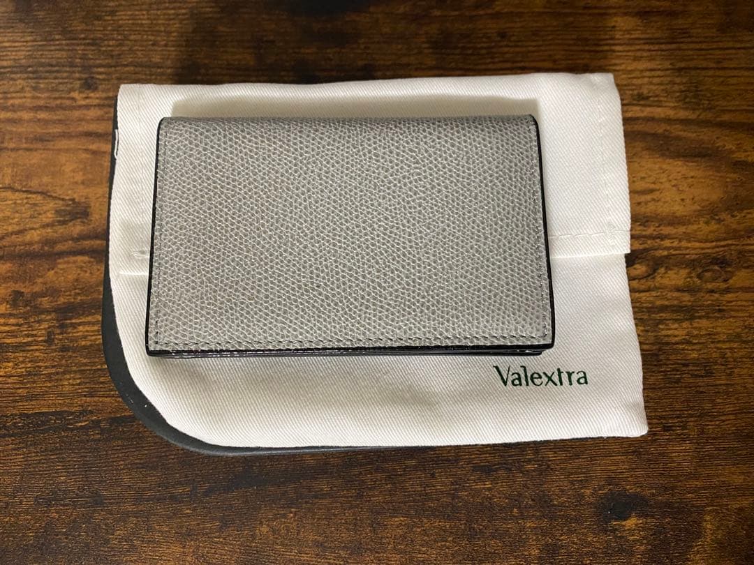 Valextra グレー 二つ折り名刺ケース 箱/保存袋付き