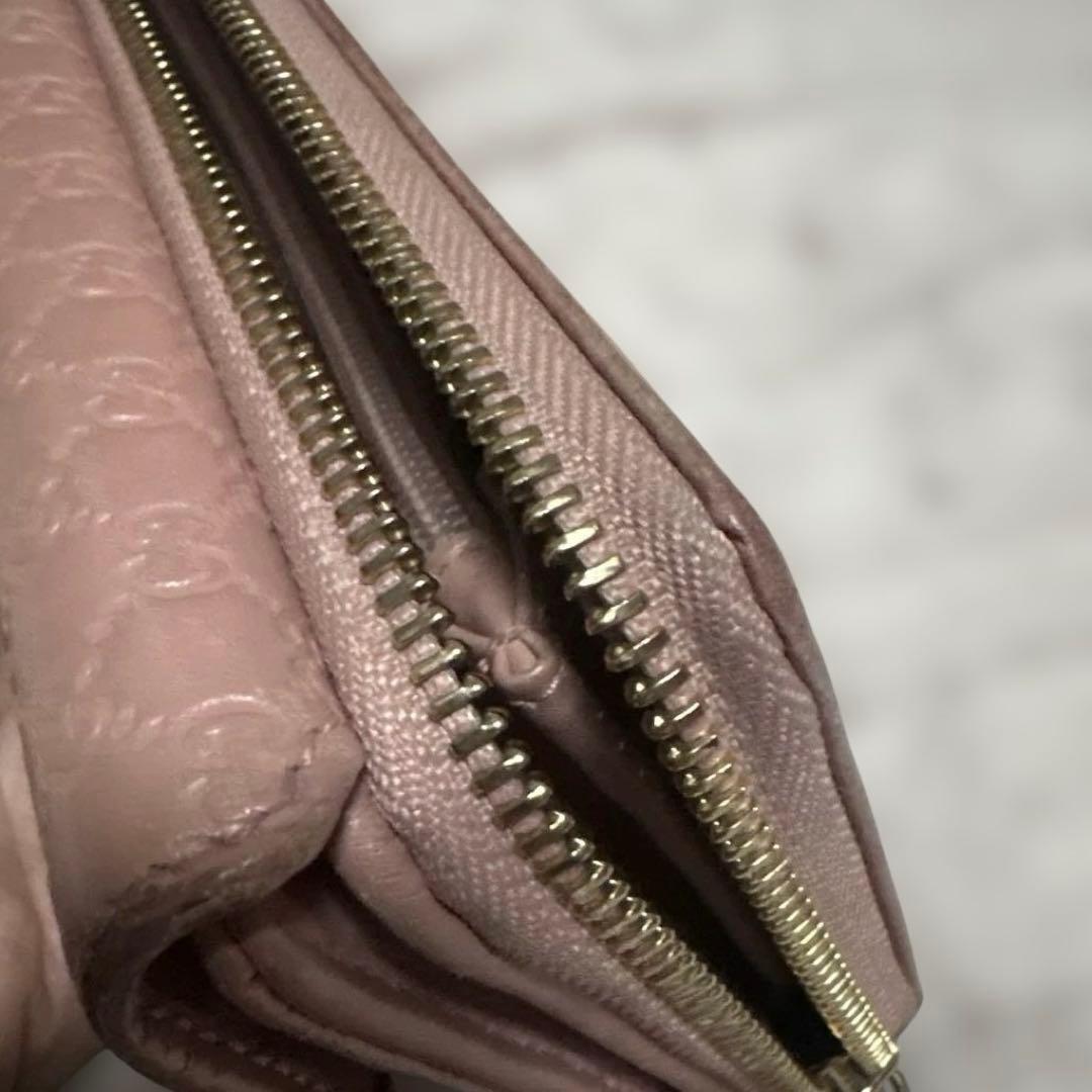 【送料込】GUCCI ピンク レザー 長財布 GGパターン レア