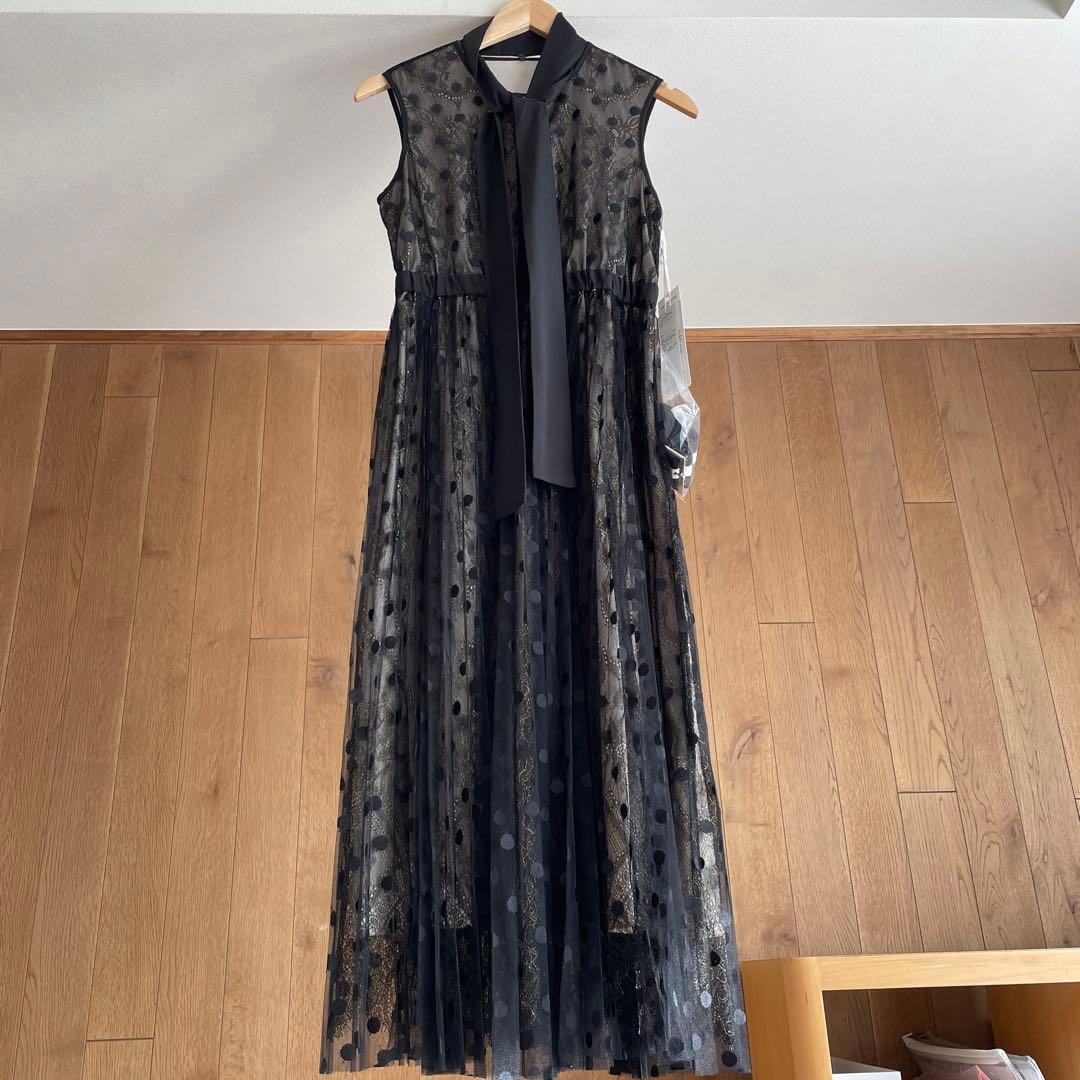 新品　ダイアグラム　ドットレースコンビワンピース