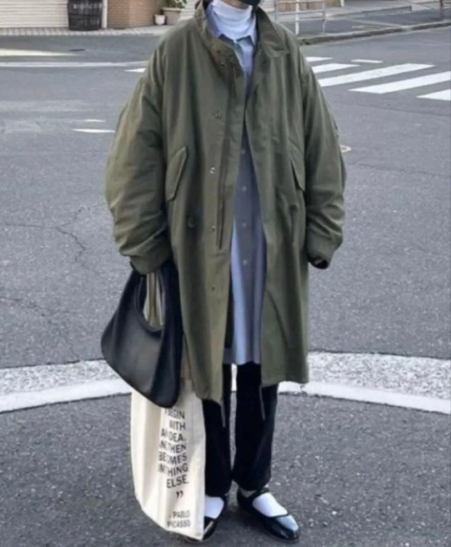 【FASHIRUファシル】新品タグ付 カーキ ライナー付きモッズコート ロング