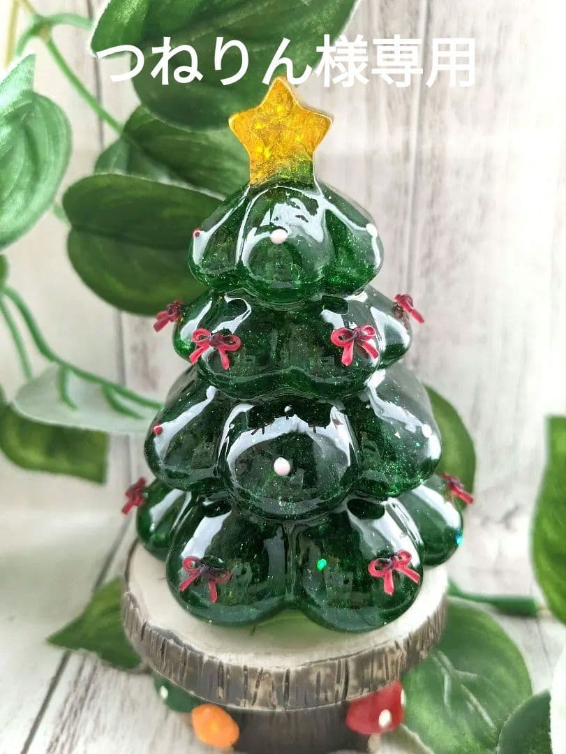 【つねりん】グリーンクォーツのリボンいっぱいツリー形オルゴ☆他５点