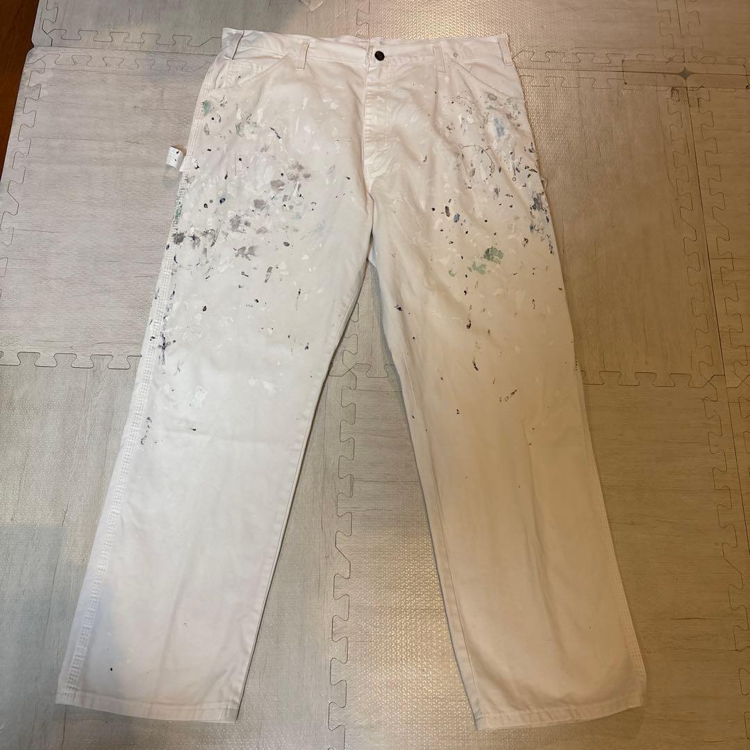 Dickies ホワイト ペインターパンツ　ペイント加工