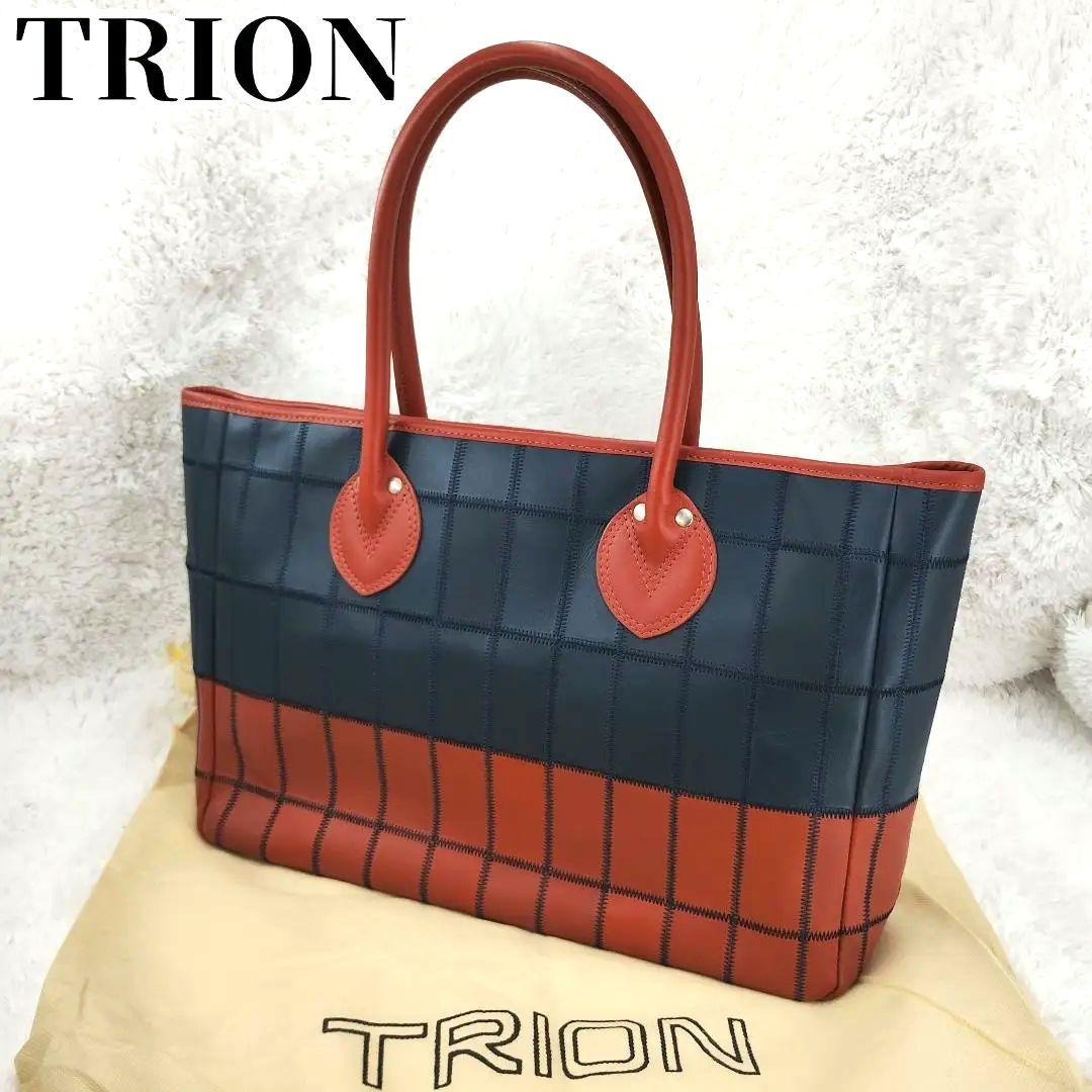 美品✨️トライオン パネルレザー トートバッグ パッチワーク レザー A4可