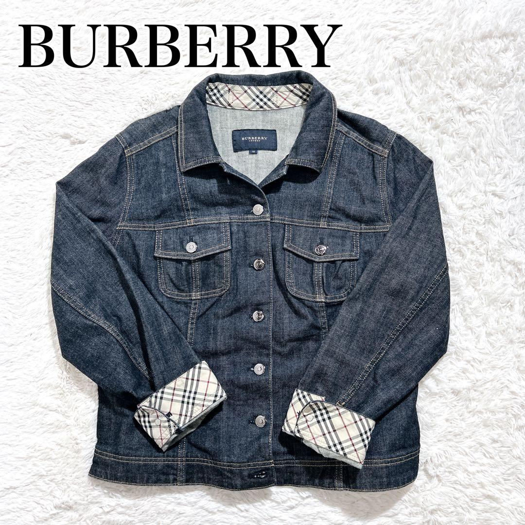 【美品】バーバリー デニムジャケット ノバチェック ダークブルー サイズ15