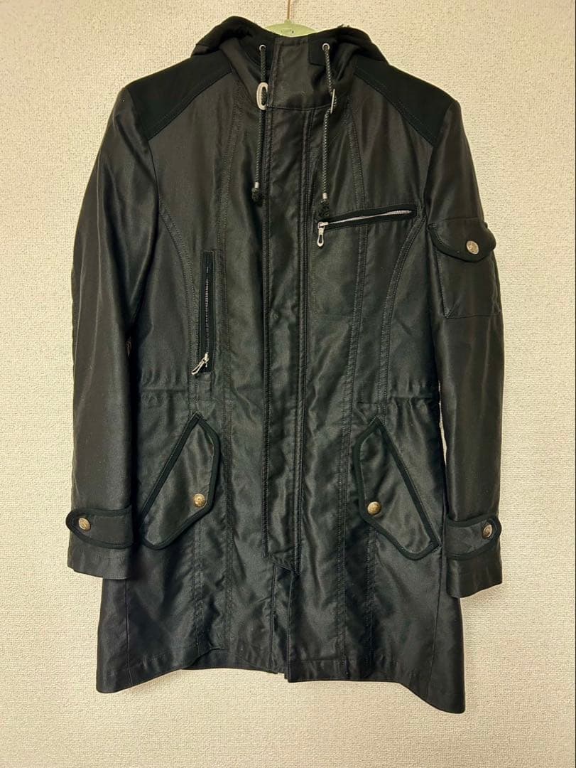 5351 プールオム ブラック モッズコート サイズS