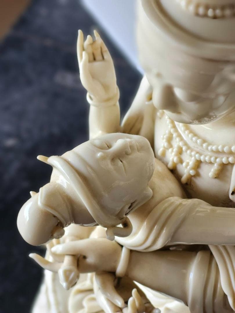 中国美術 白磁 南無仏 在銘 高37cm 鑑書箱(K-LC490)