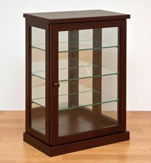 【新品アウトレット】背面ミラー付きガラスコレクションケース ダークブラウン
