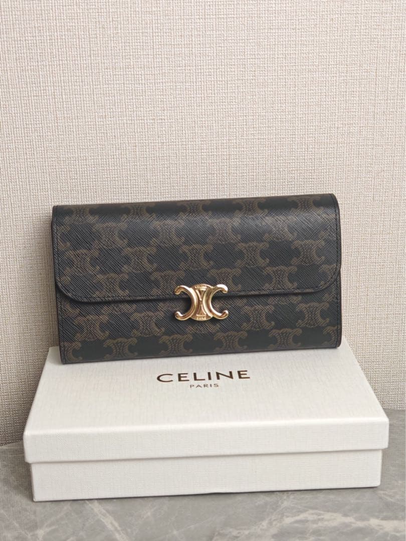 CELINE トリオンフ 長財布 ブラウン×ブラック　美品