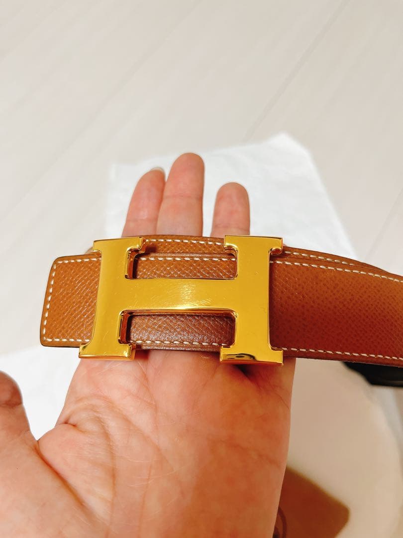 鑑定済み♡ 中古　HERMES リバーシブル　コンスタンス　レザーベルト 72