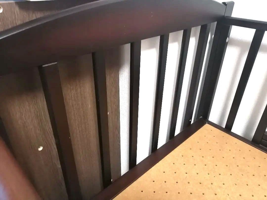 添い寝　ベビーベッド　ヤマサキ　ツーオープン　木製 ダークブラウン　引き取り可