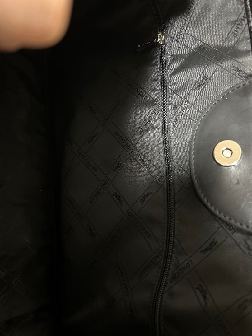 イクラ☆LONGCHAMP 黒 レザー ビジネスバッグ