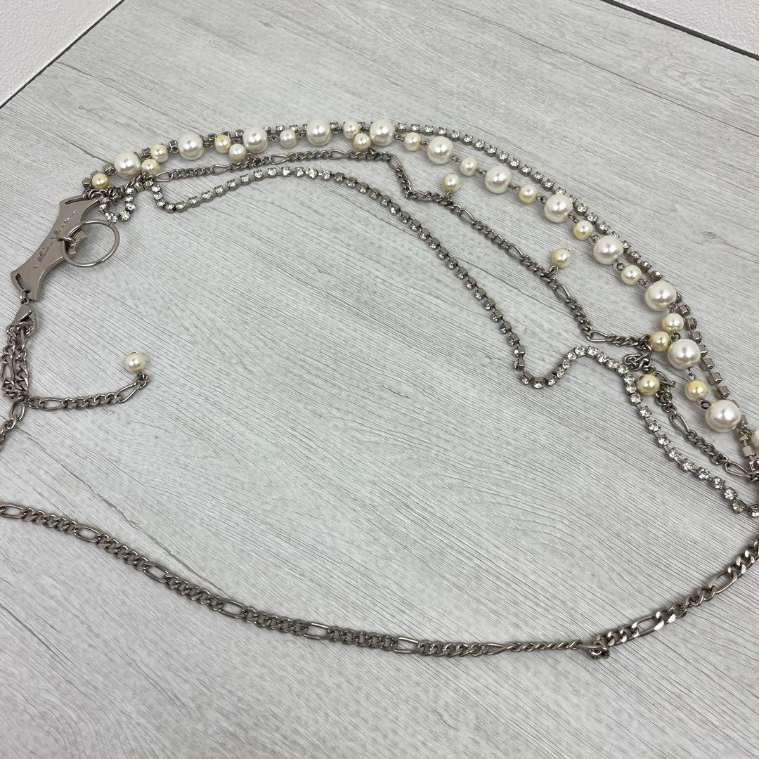 alice auaa ウエストチェーンベルト ライトストーン パール 4連