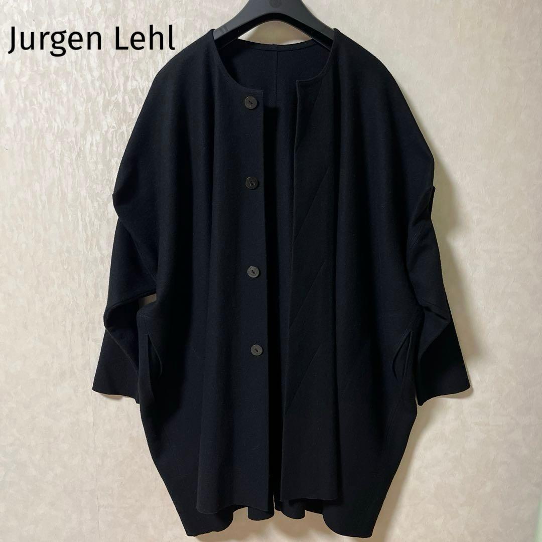 ヨーガンレール Jurgen Lehl ノーカラーオーバーコート 袖変形 黒