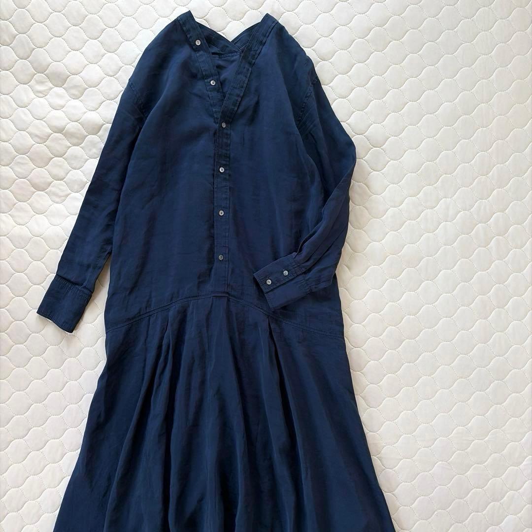 【24SS】BEARDSLEY✴︎カラーレスシャツワンピース　ネイビー　サイズ0