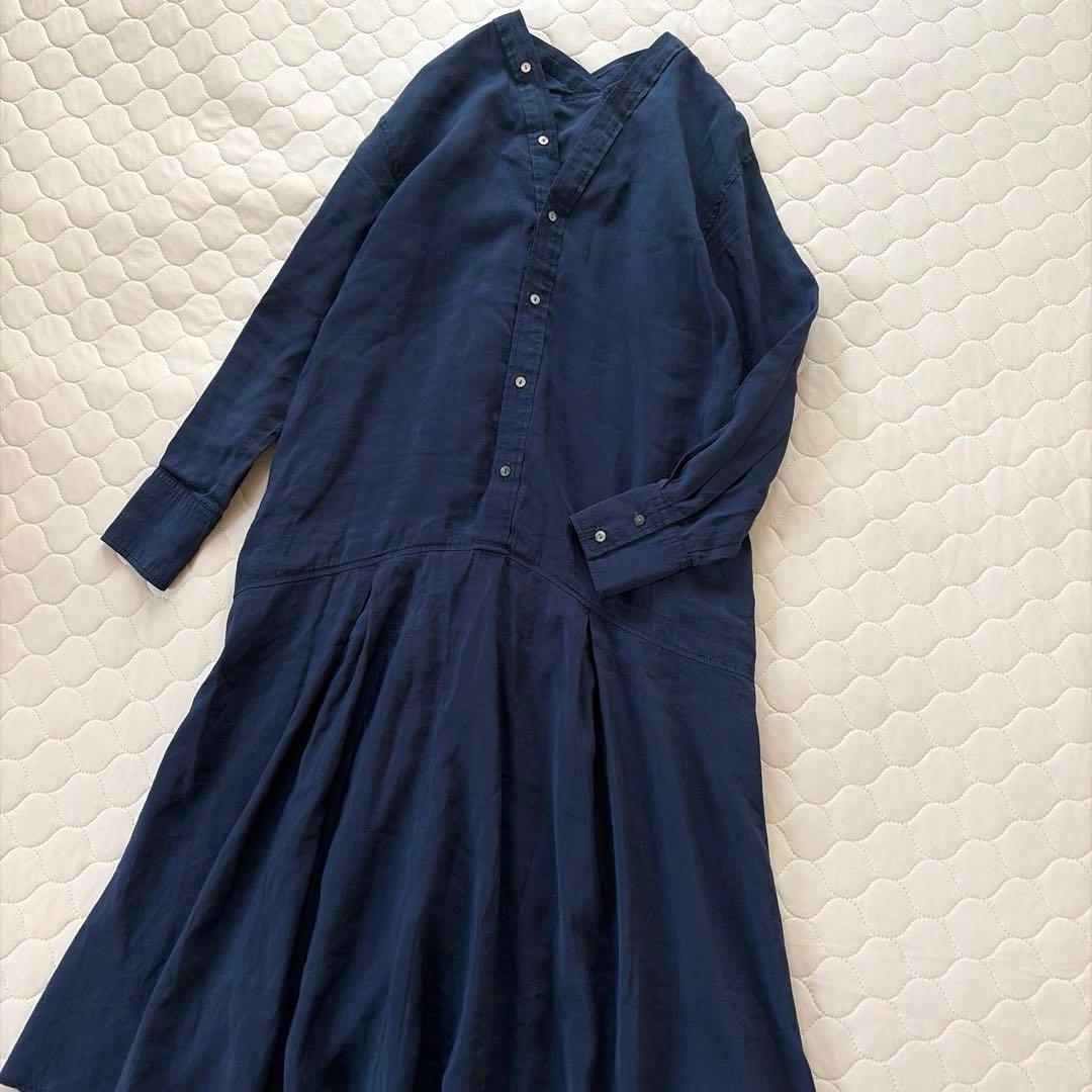 【24SS】BEARDSLEY✴︎カラーレスシャツワンピース　ネイビー　サイズ0