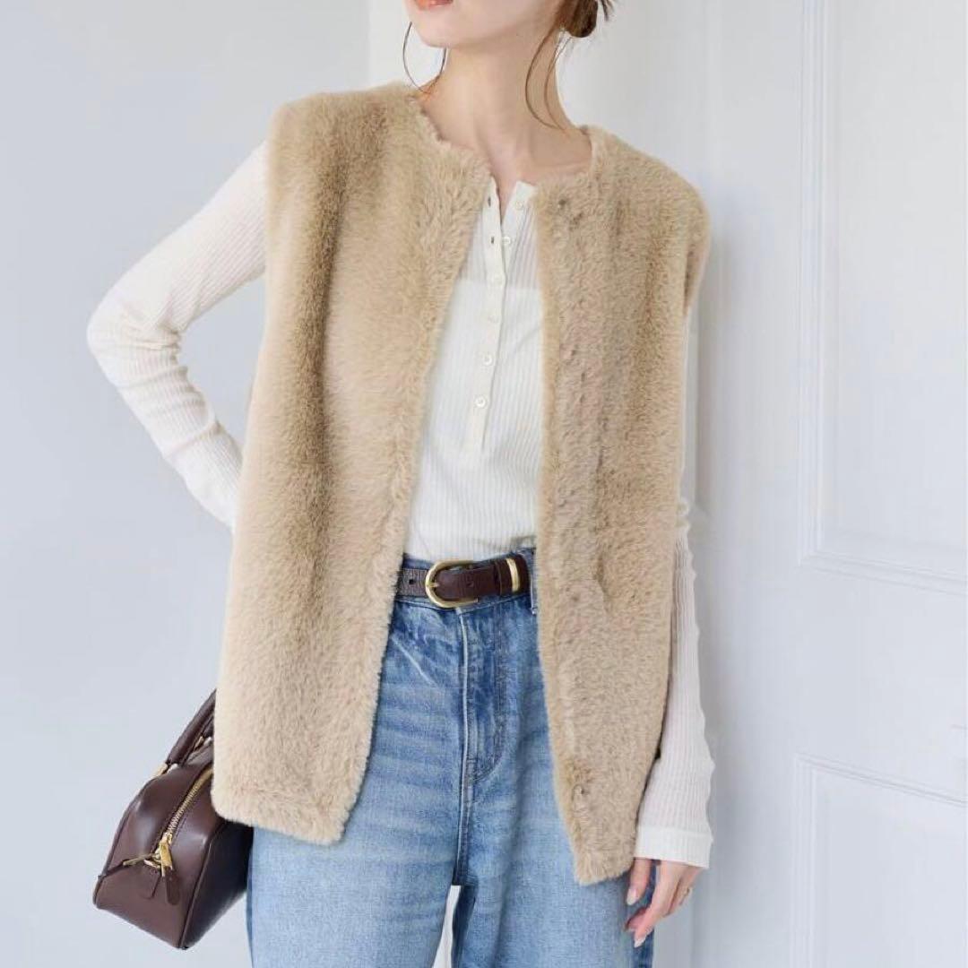 【新品タグ付き】ジャーナルスタンダード ダブルフェイスフェザークルーネックベスト