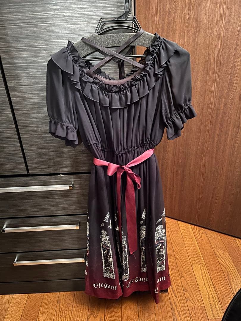 Moi-meme-Moitie ステンドグラスプリントシフォンロングワンピース