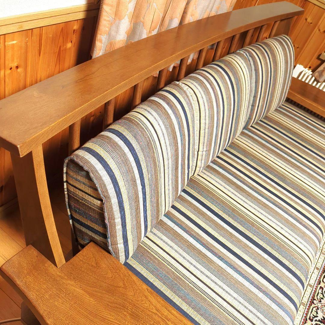 【8月末まで】天然木製フレームソファ 3人がけ