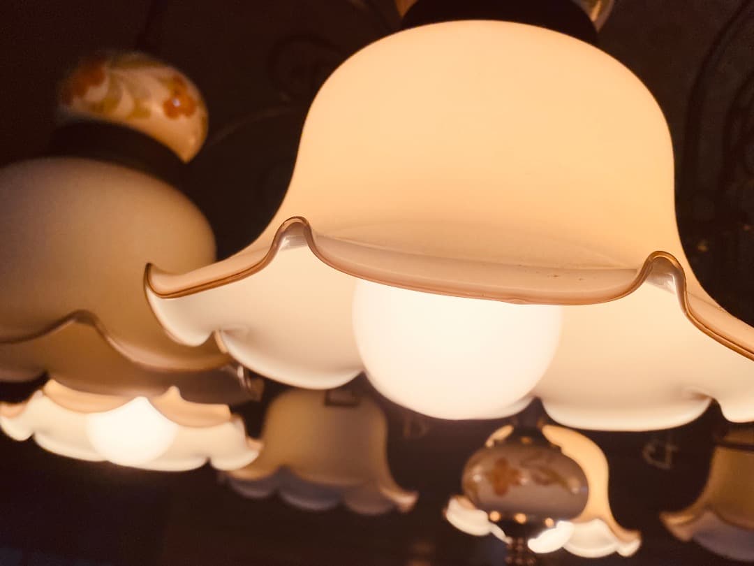 フラワーパターン 8灯シャンデリア