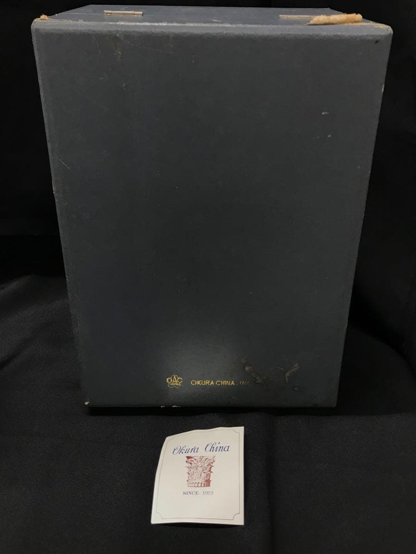 【経年保管品】大倉陶園　瑠璃金触葡萄　花瓶　フラワーベース　瑠璃　葡萄