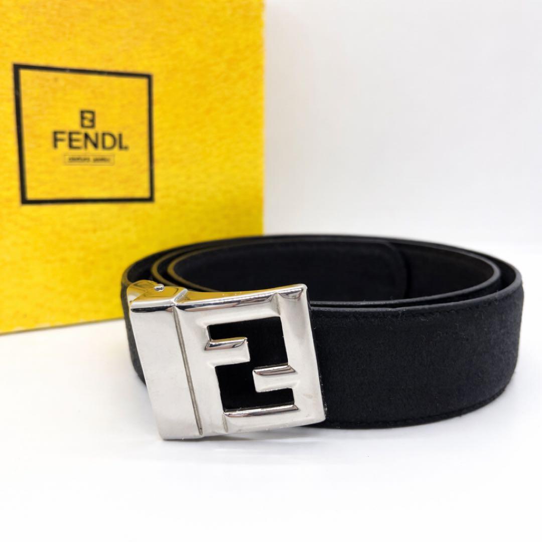 【極美品】FENDI フェンディ　ベルト　Fロゴ　ブラック　レザー
