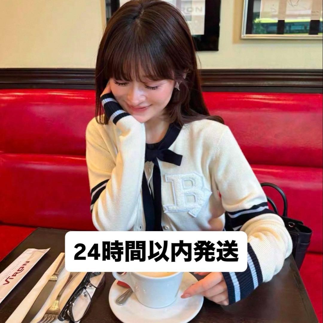 bibiy B. CLUB TIE CARDIGAN 白　ホワイト