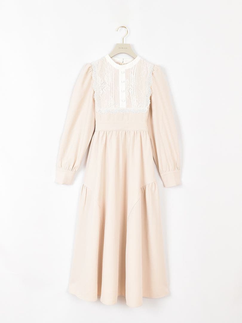 An MILLE ヨークレースフレアOP ホワイト アンミール ワンピース