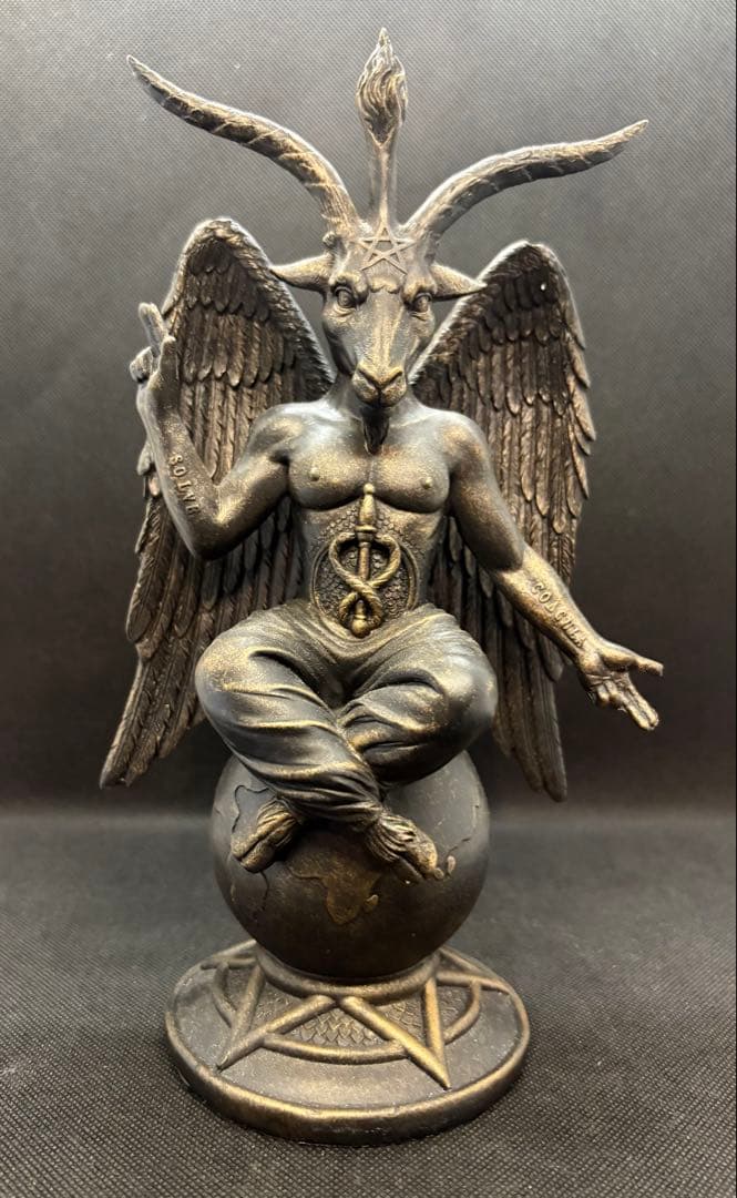 バフォメット像26cm2体セットエリファスレヴィ　テンプル騎士団バホメット置物