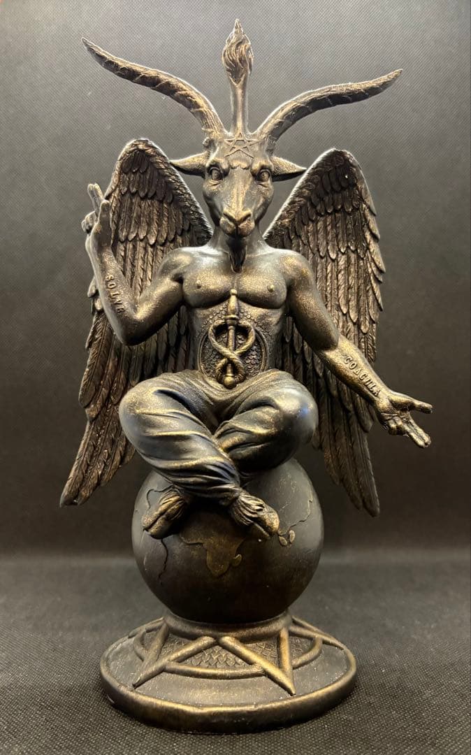 バフォメット像26cm2体セットエリファスレヴィ　テンプル騎士団バホメット置物