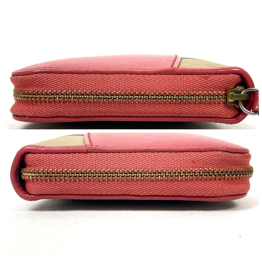 バーバリー　長財布　ノバチェック　本革　ラウンドファスナー　ロゴ　シャドーホース