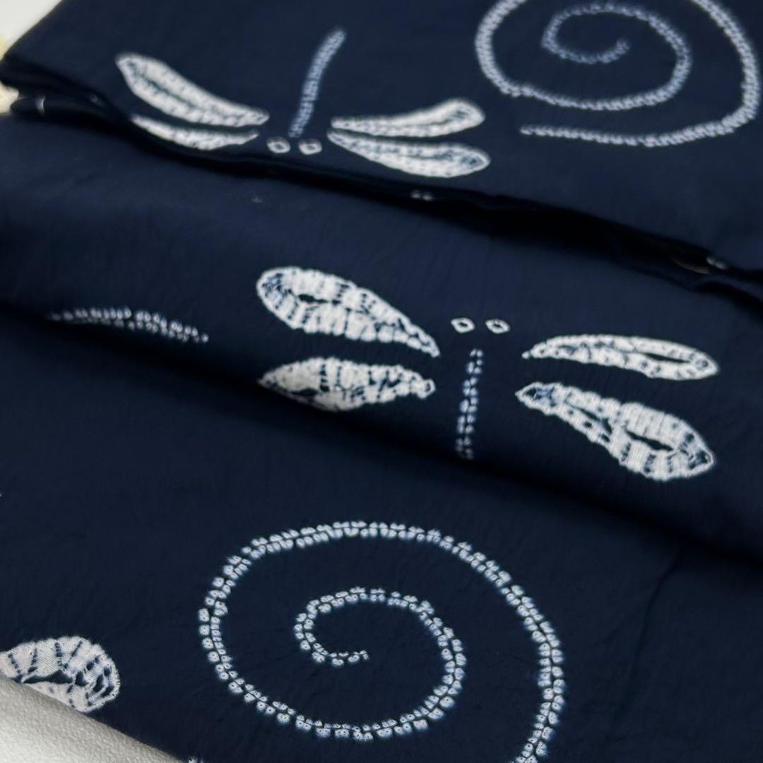 浴衣　絞り浴衣　本場　有松絞り　藍紺　半幅帯　新品　 2点　新品　0814⑩