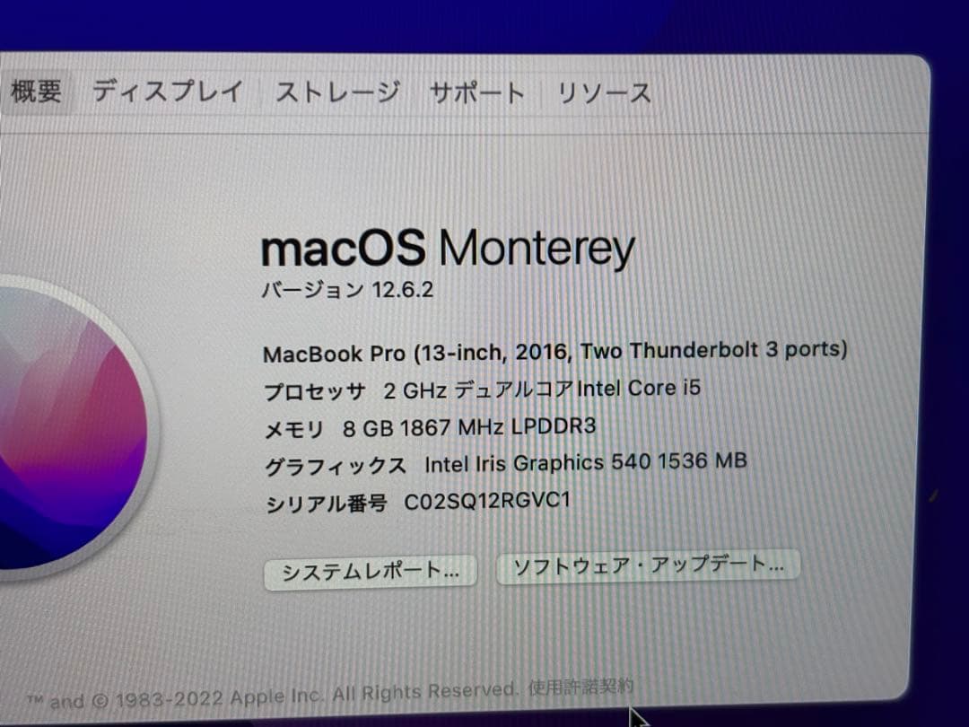 MacBook Pro 13インチ　A1708 256GB 8GB