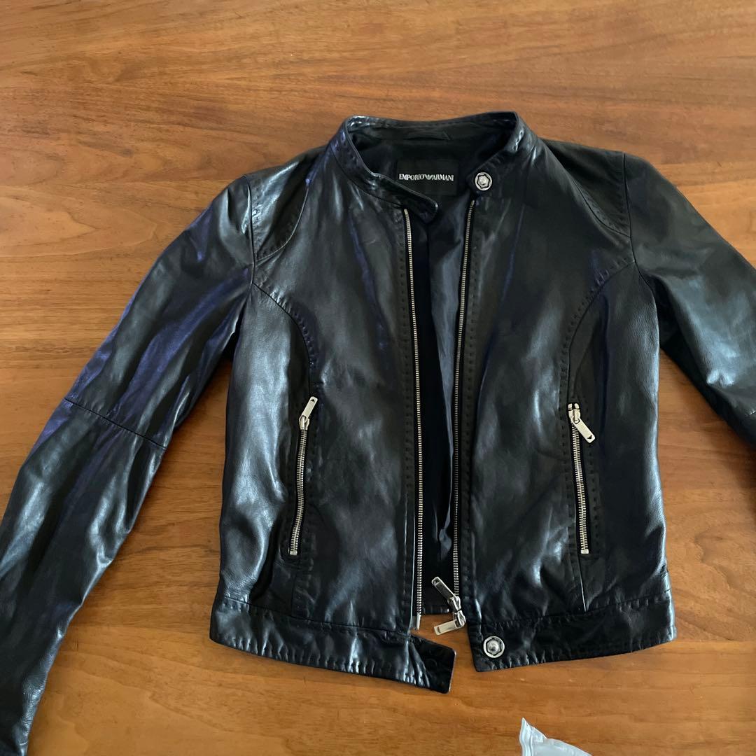 美品EMPORIO ARMANI 本革 ライダースジャケット