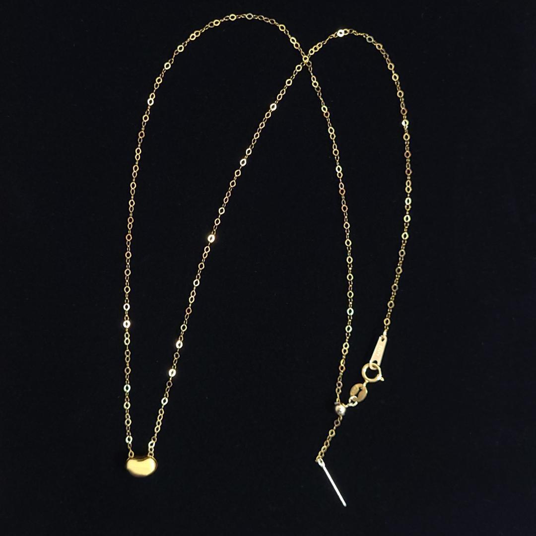 24金 K24 ビーンズ ネックレス 鏡面 豆 K18チェーン スライド式 金