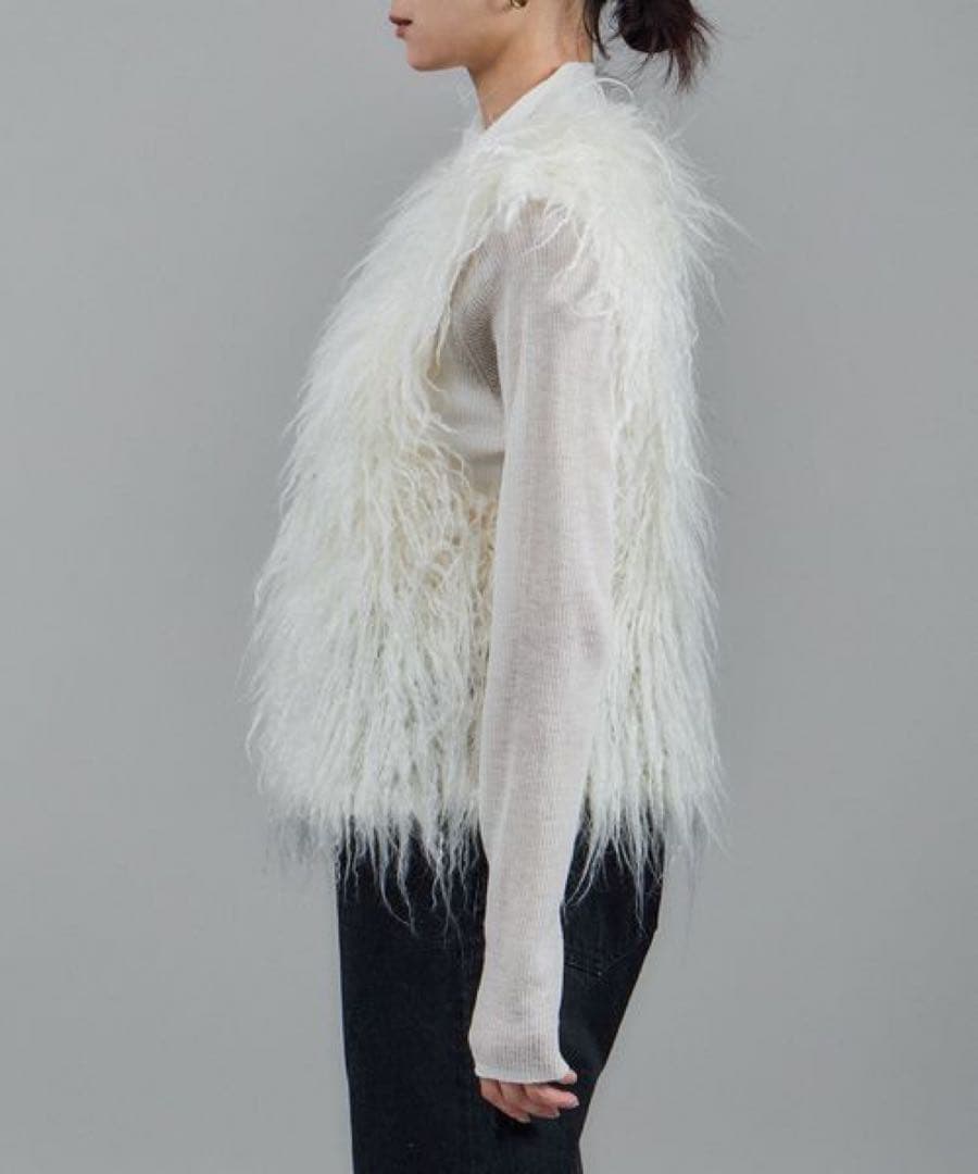 SALON adam et rope’ モヘヤロングシャギーハンドニットベスト