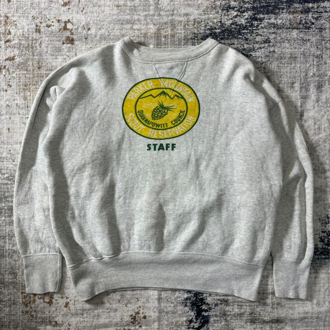 極美品 50s ヴィンテージ スウェット 霜降り 前V 丸胴 グレー 染み込み