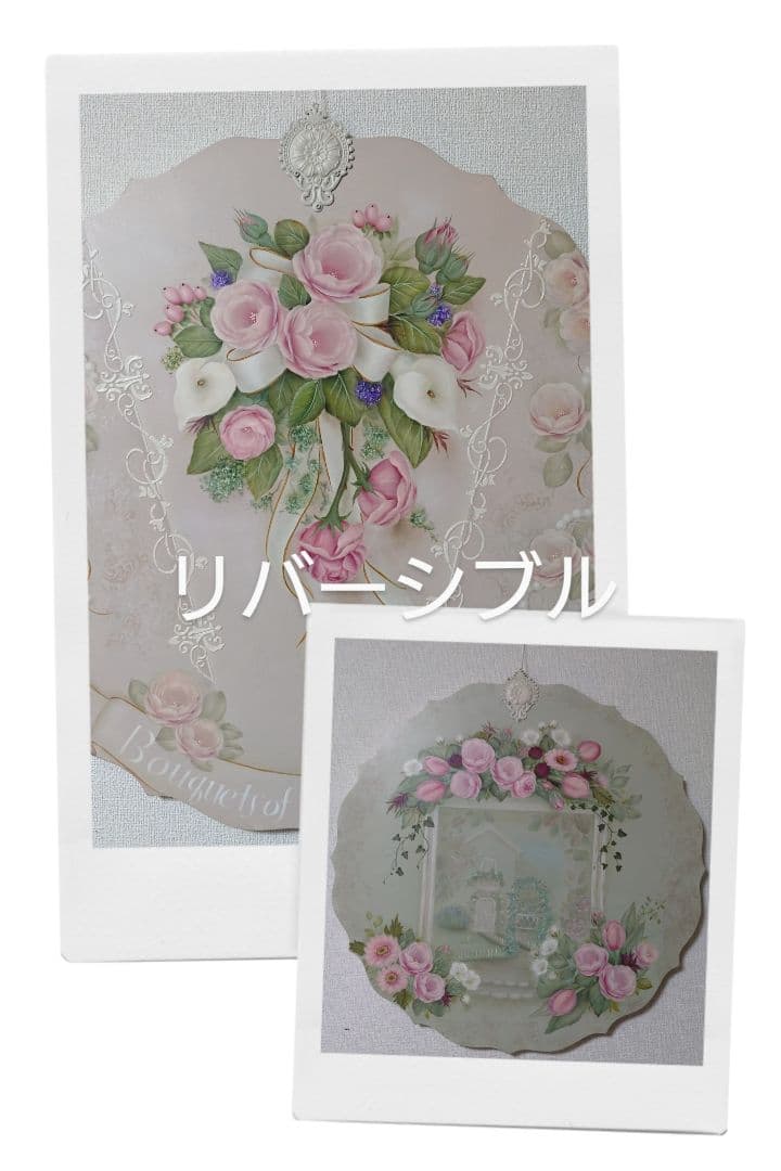 スカラップボード大　リバーシブル　トールペイント作品