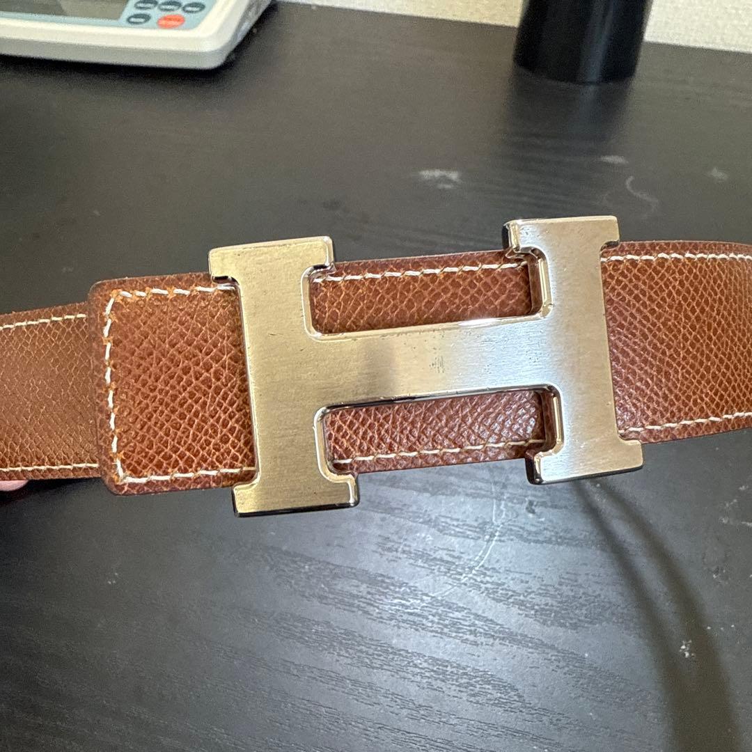 HERMES エルメスコンスタンスリバーシブルベルト65 マットシルバー　美品