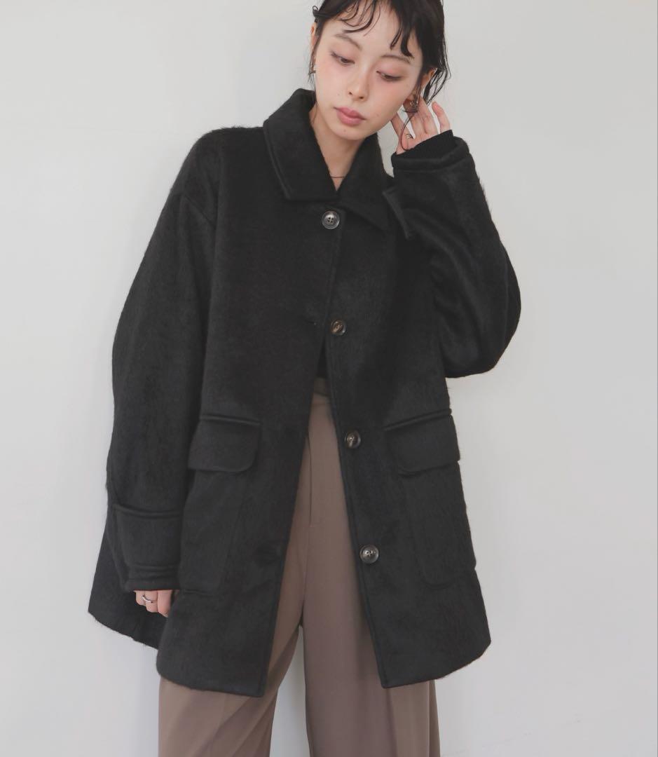 LIAN ステンカラーシャギージャケットコート